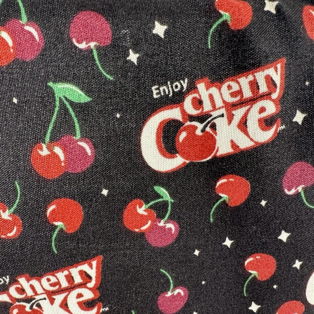 Cherry Coke Full Queen 6 Piece Sheet Set Coca Cola Cherry Print Black Bedding